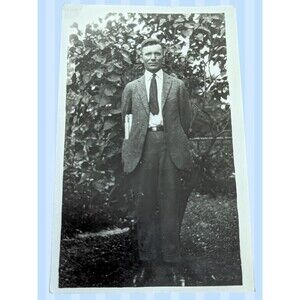 Vintage 1910's RPPC Postcard Studio Portrait Man in Suit Tie with Papers AZO